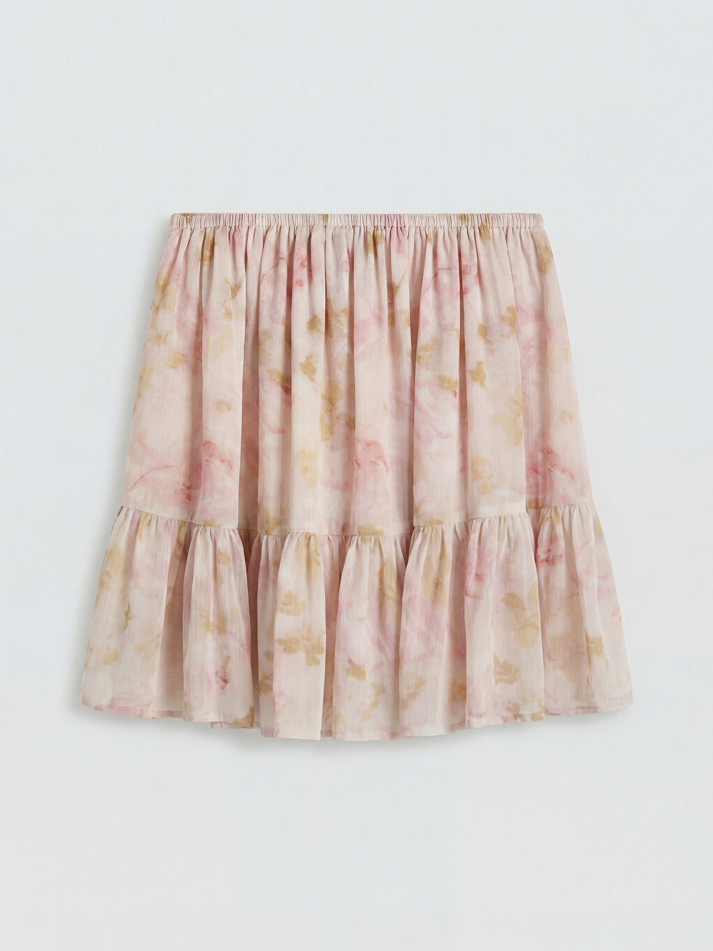 Elastic Waist Floral Layered Mini Skirt-4