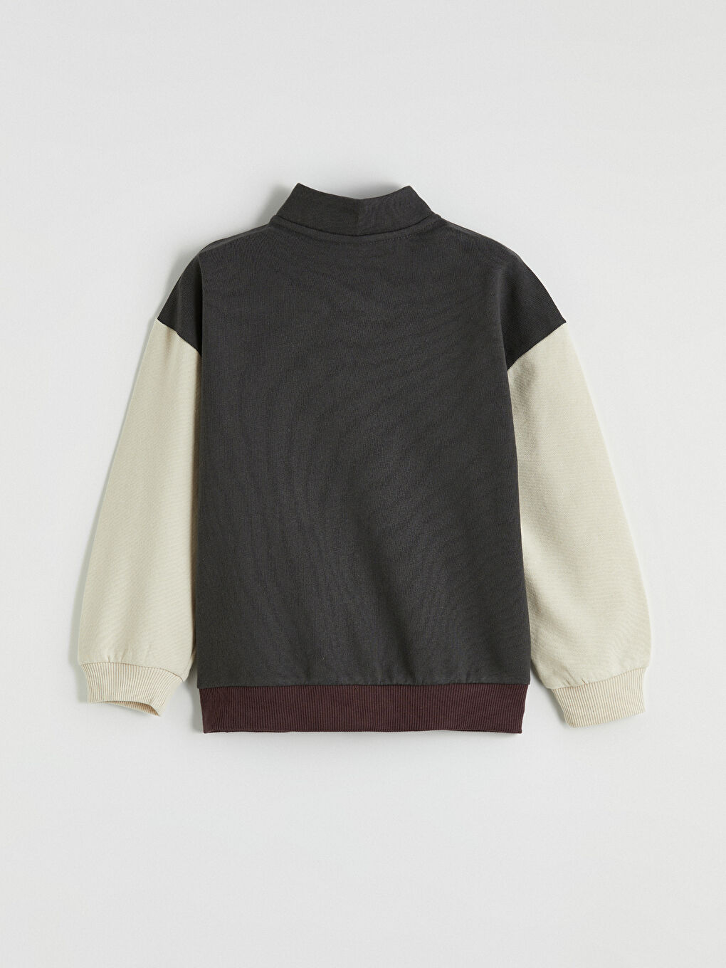 Antrasit Dik Yaka Erkek Çocuk Fermuarlı Sweatshirt-2