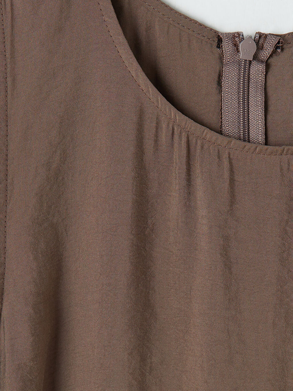 Kahverengi Bisiklet Yaka Cepli A Kesim Elbise-2