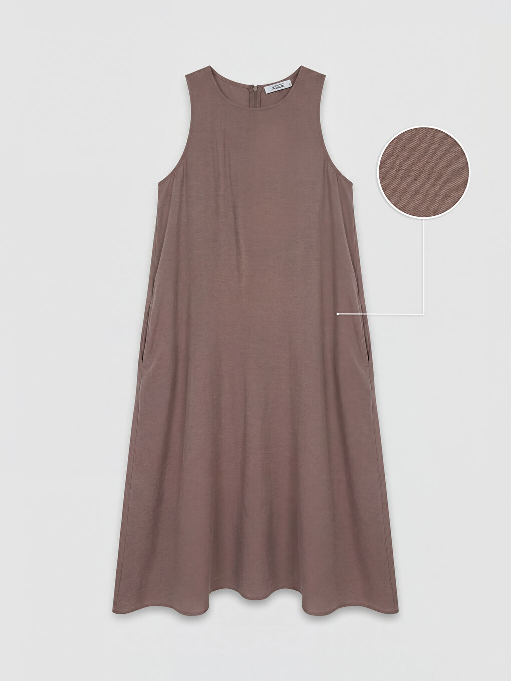 Lila Bisiklet Yaka Cepli A Kesim Elbise