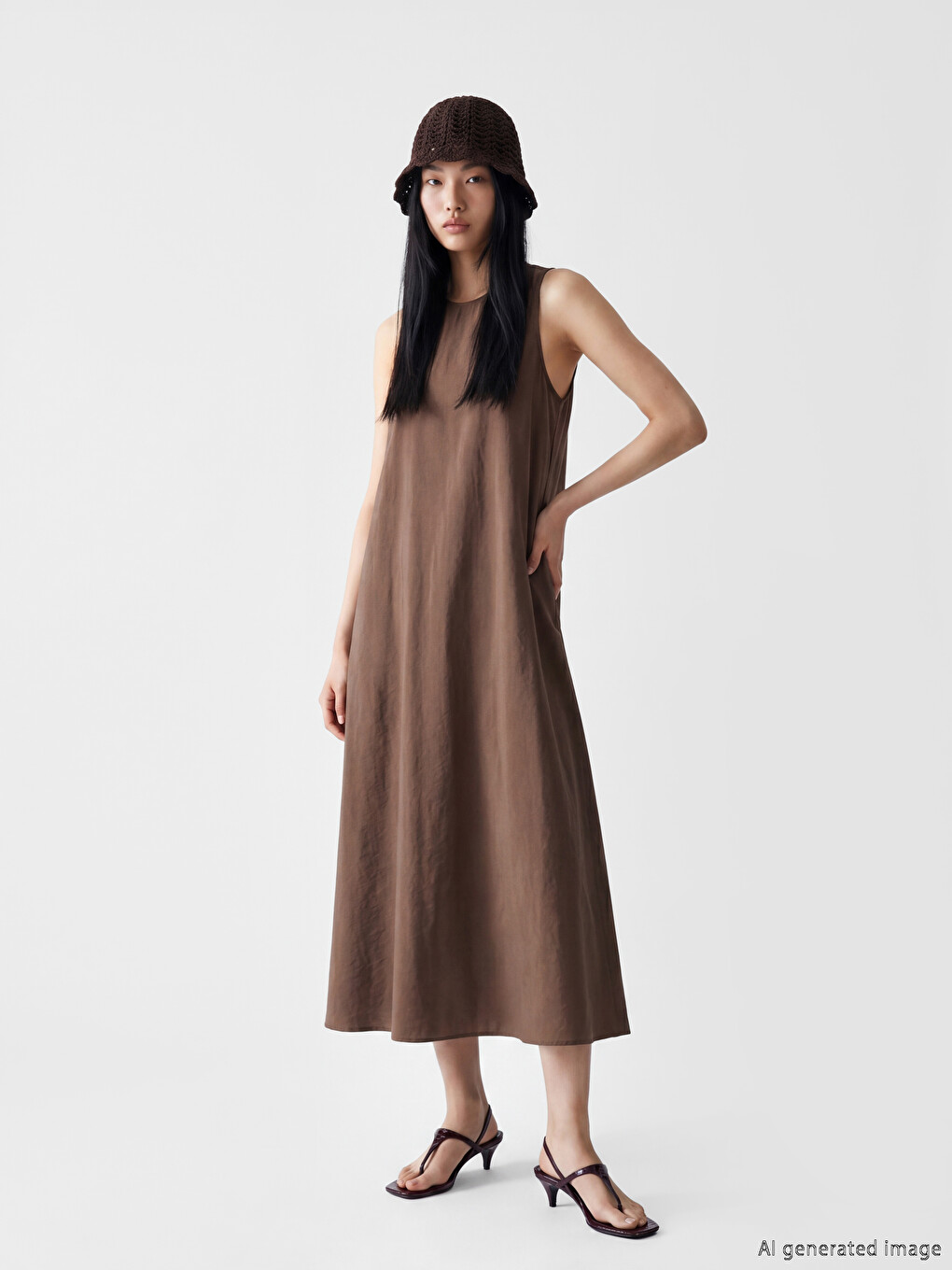 Crew Neck Pocketed A-Line Dress