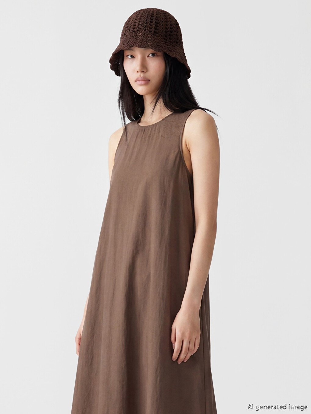 Crew Neck Pocketed A-Line Dress-1