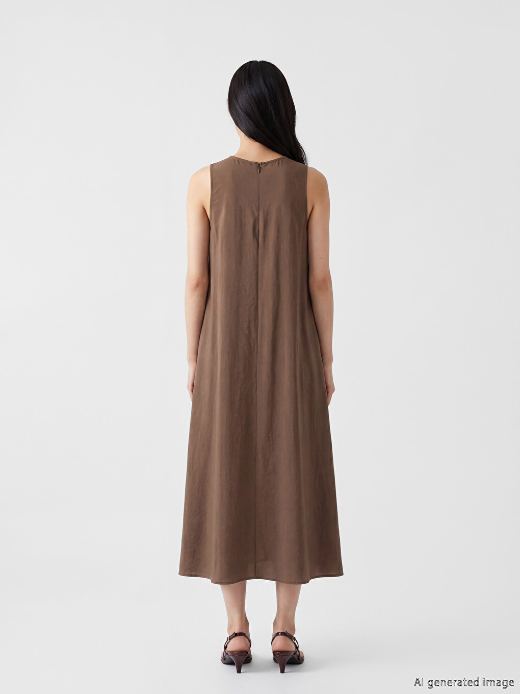 Crew Neck Pocketed A-Line Dress-3