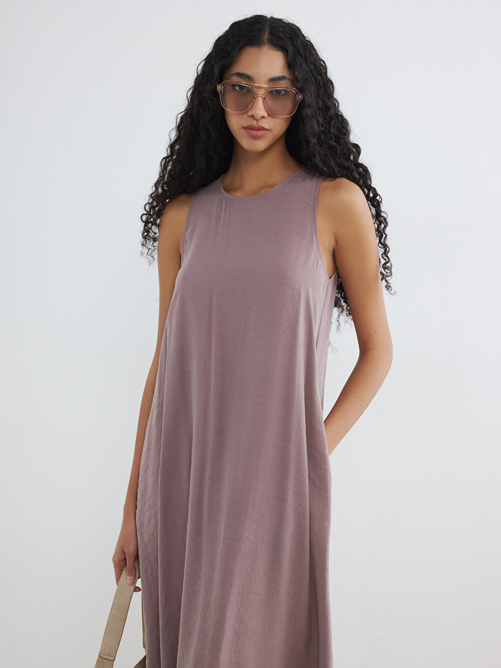 Crew Neck Pocketed A-Line Dress