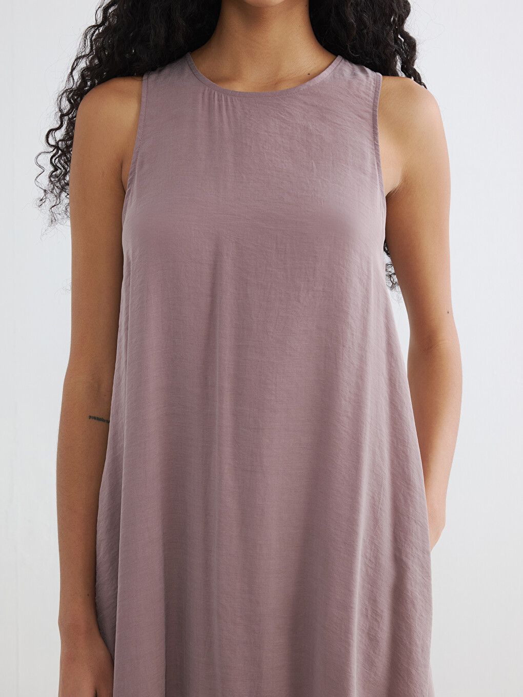 Crew Neck Pocketed A-Line Dress-2