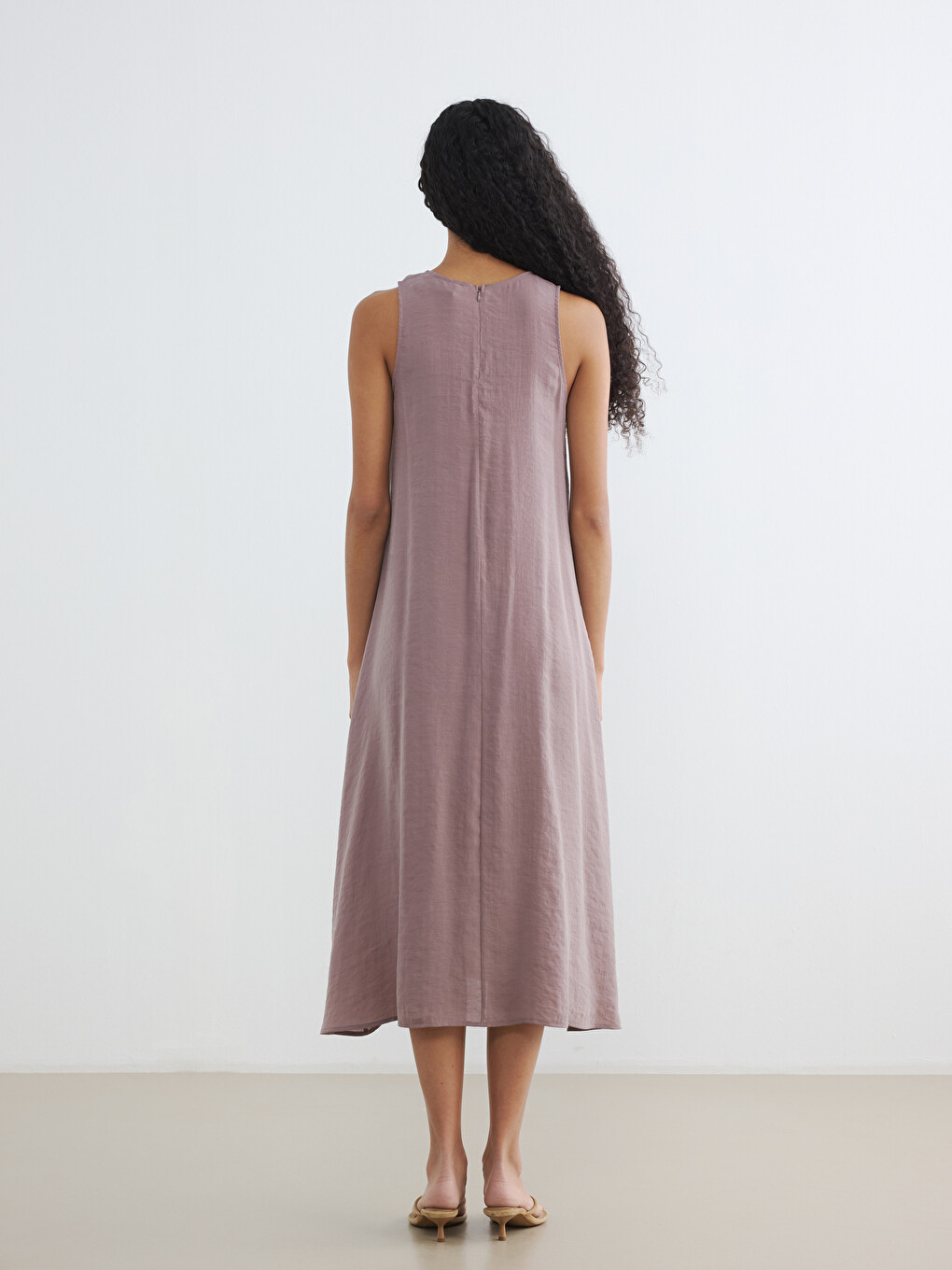 Crew Neck Pocketed A-Line Dress-3
