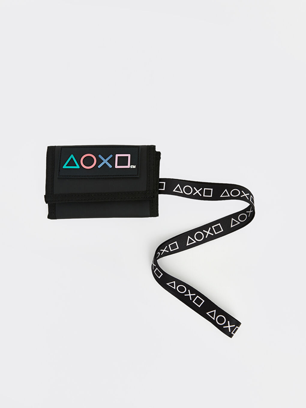 Siyah Playstation Baskılı Erkek Çocuk Boyun Askılı Cüzdan