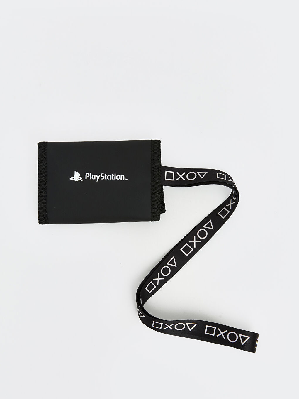 Siyah Playstation Baskılı Erkek Çocuk Boyun Askılı Cüzdan-1