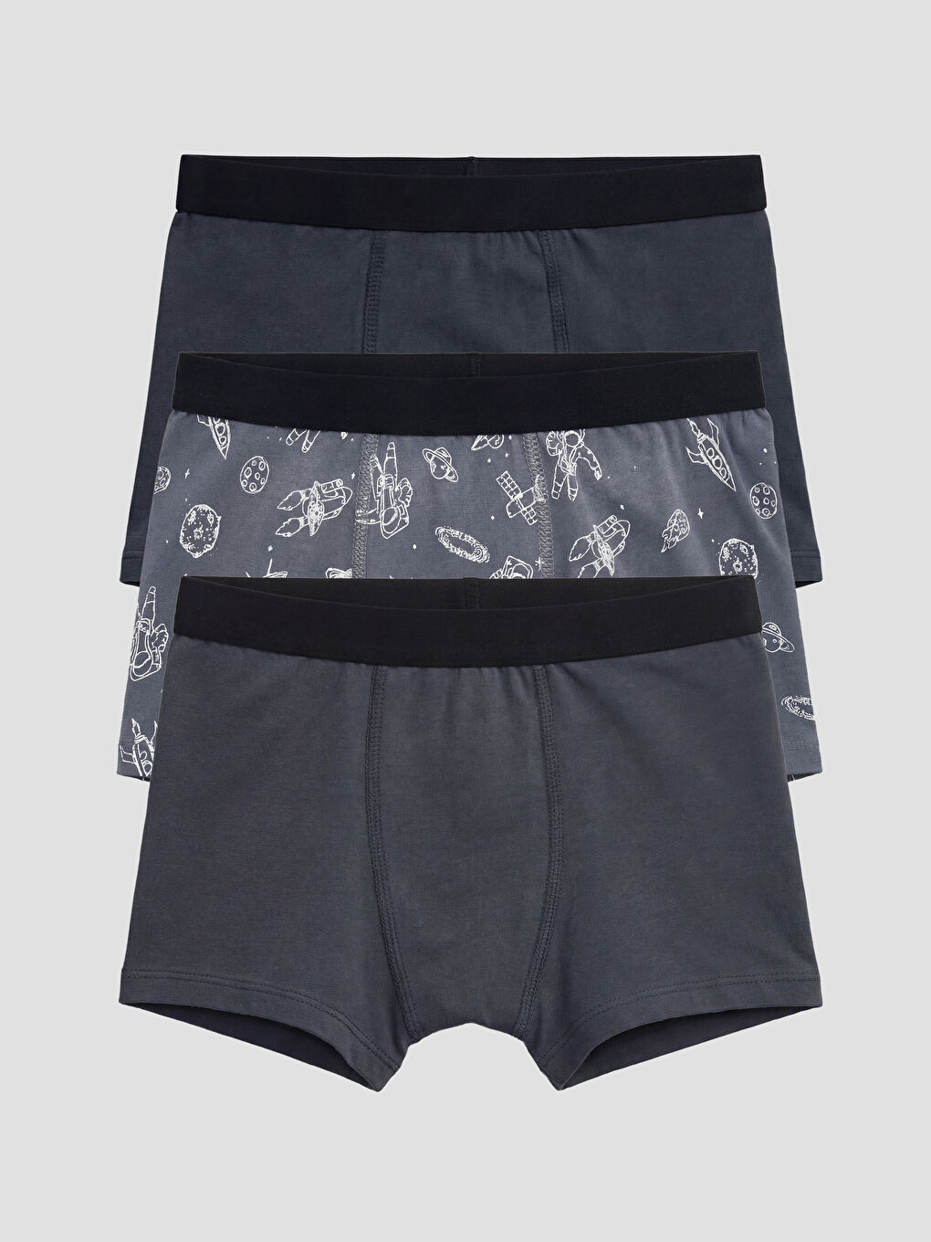 Gri Desenli Erkek Çocuk Boxer 3'lü-1