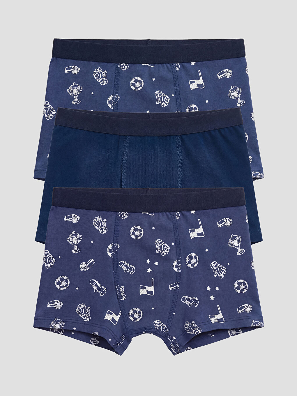 Lacivert Desenli Erkek Çocuk Boxer 3'lü-1