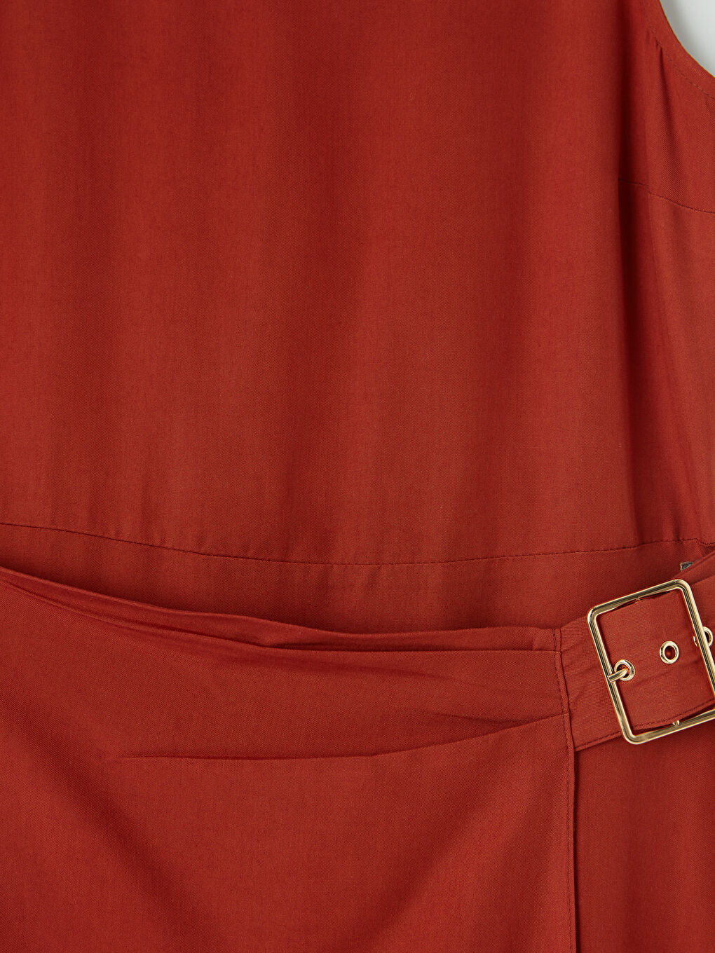 Kahverengi Bisiklet Yaka Kemerli Elbise-2