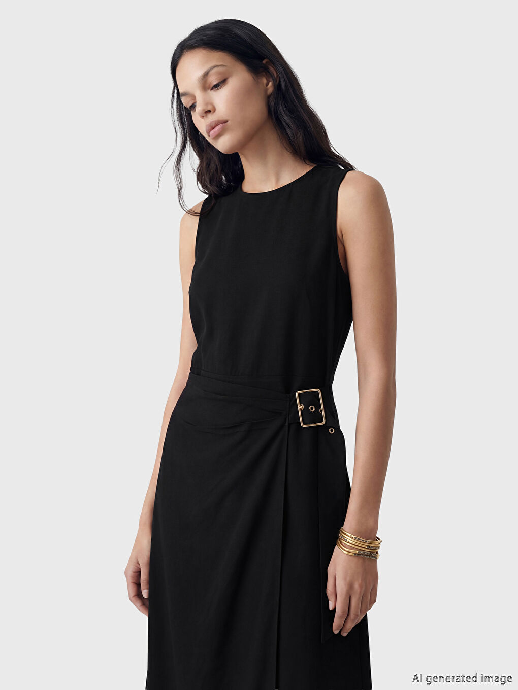 Crew Neck Belted Dress-1