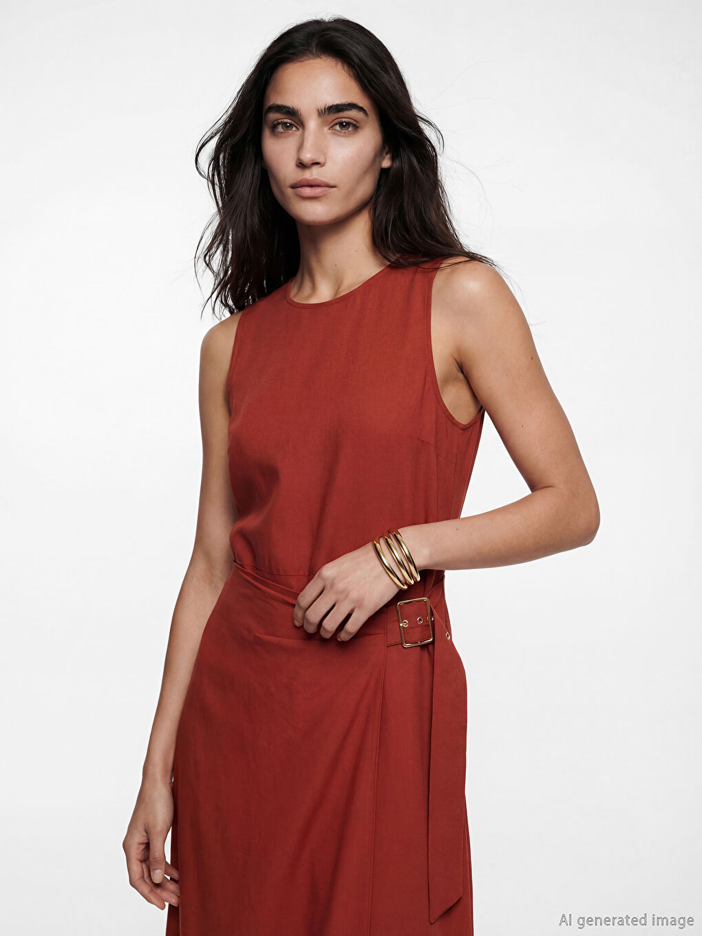 Crew Neck Belted Dress-1