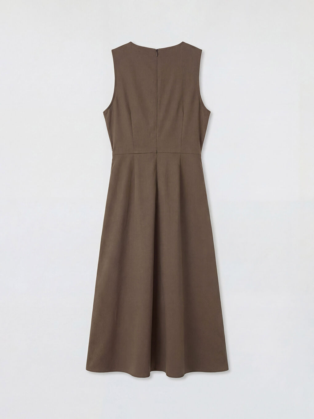 Kahverengi Bisiklet Yaka Kemerli Elbise-1