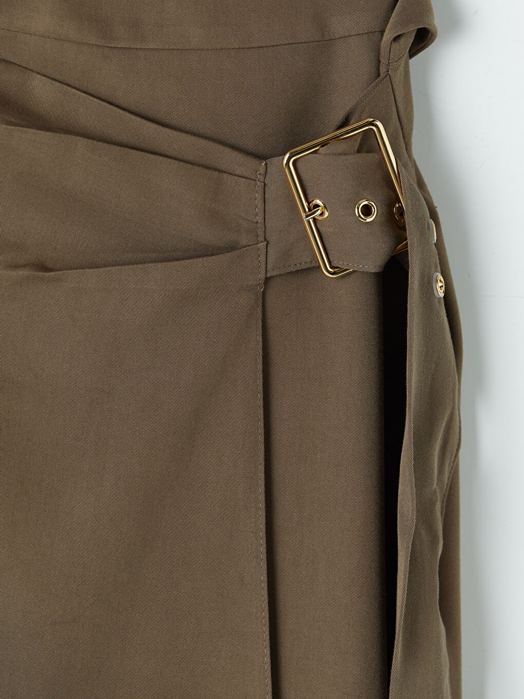 Kahverengi Bisiklet Yaka Kemerli Elbise-2