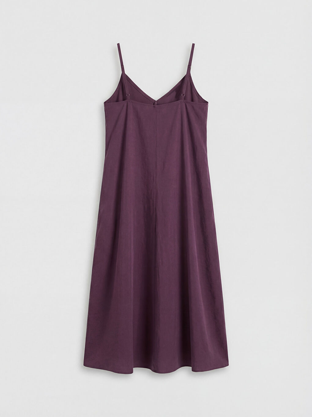 Bordo V Yaka İp Askılı A Kesim Elbise-1