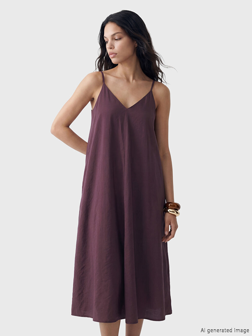 V Neck Strappy A-Line Dress-1