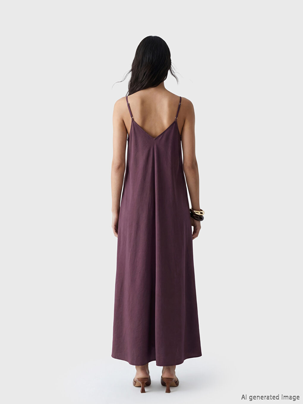 V Neck Strappy A-Line Dress-3