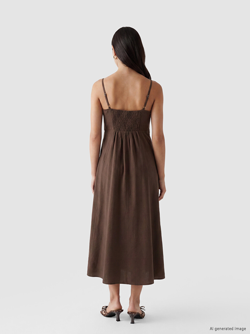 V Neck Strappy Ruched Dress-3