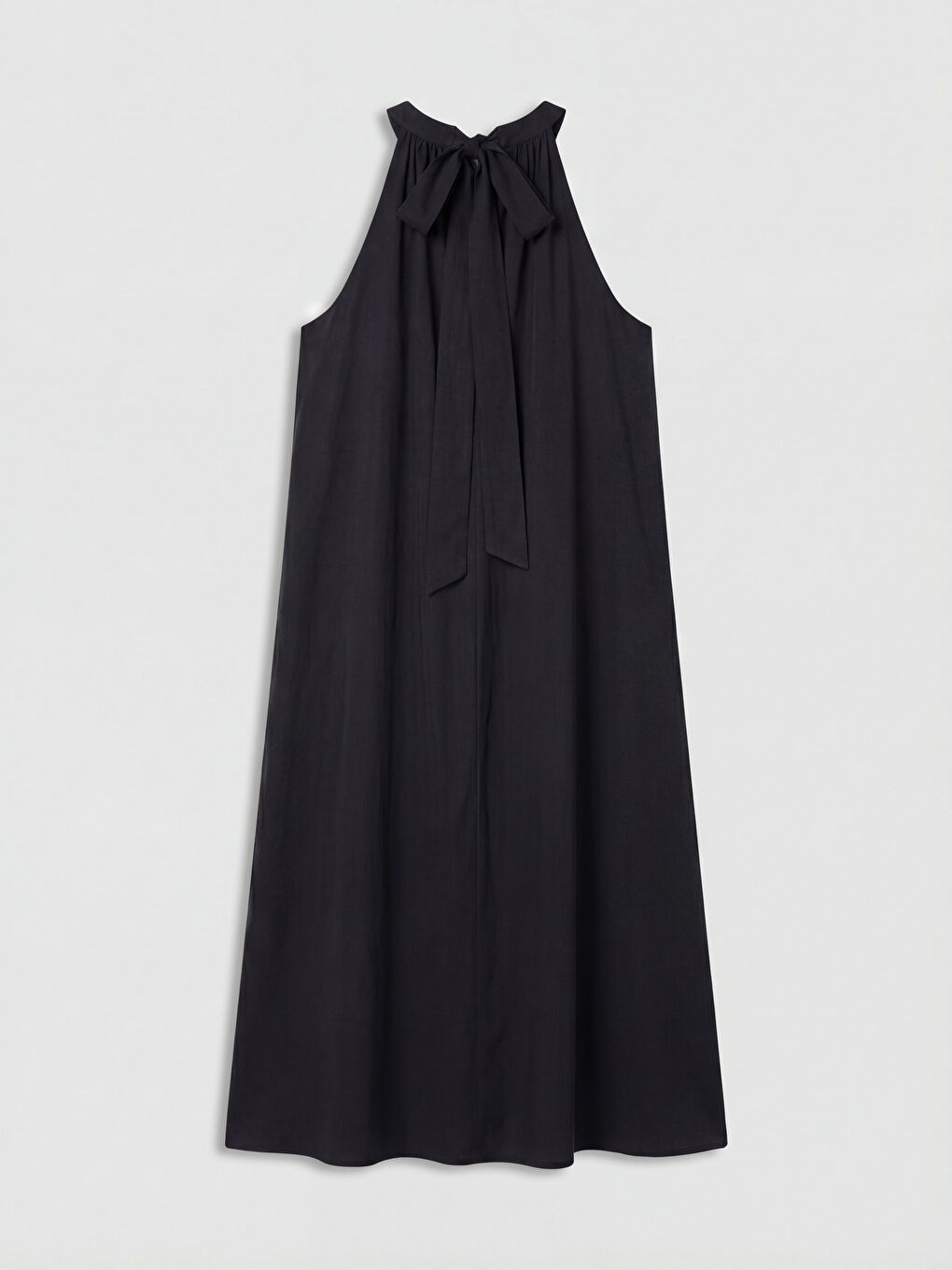 Siyah Büzgülü A Kesim Modal Karışımlı Elbise-1