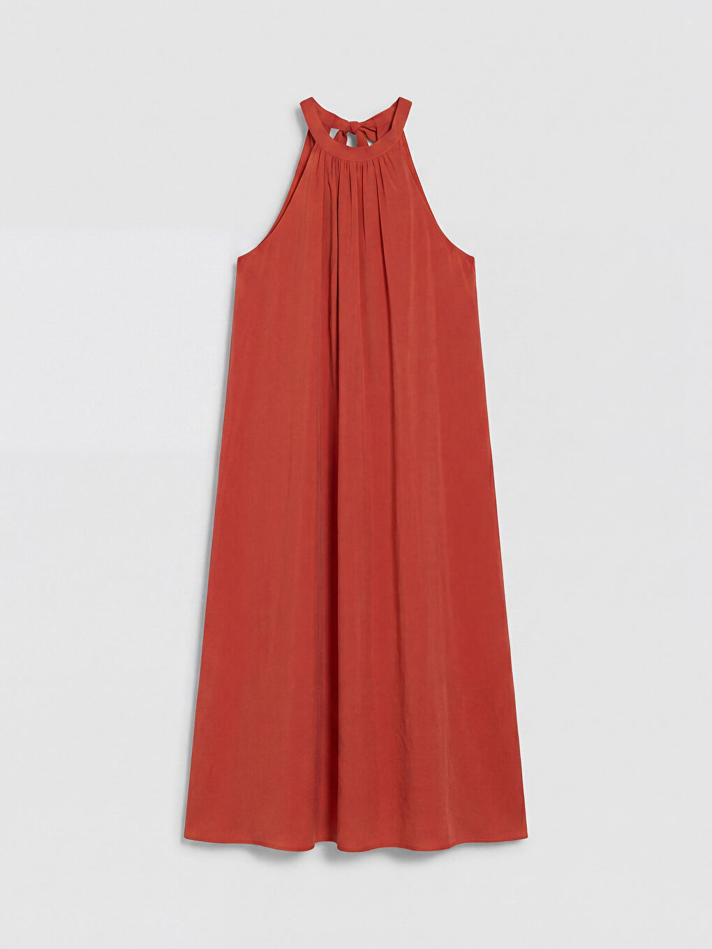 Kahverengi Büzgülü A Kesim Modal Karışımlı Elbise