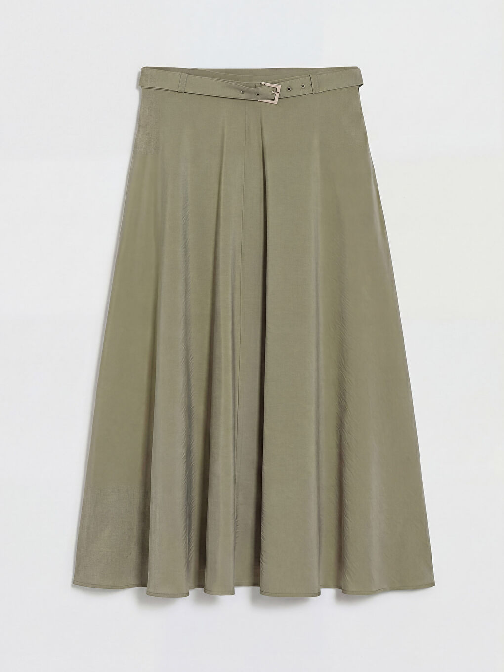 Haki Beli Kemerli Kloş Etek