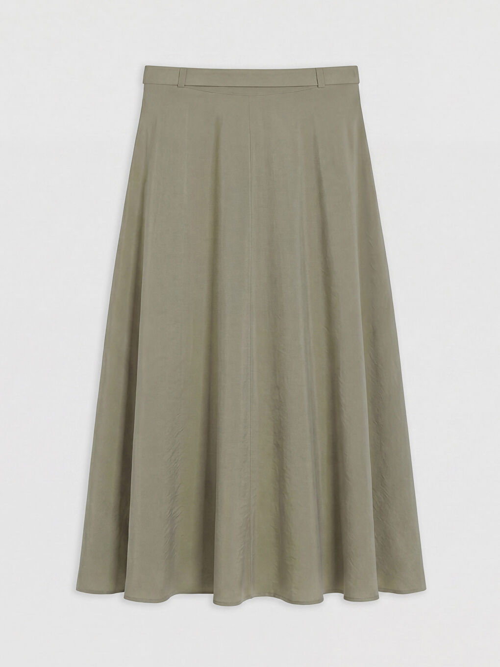 Haki Beli Kemerli Kloş Etek-1