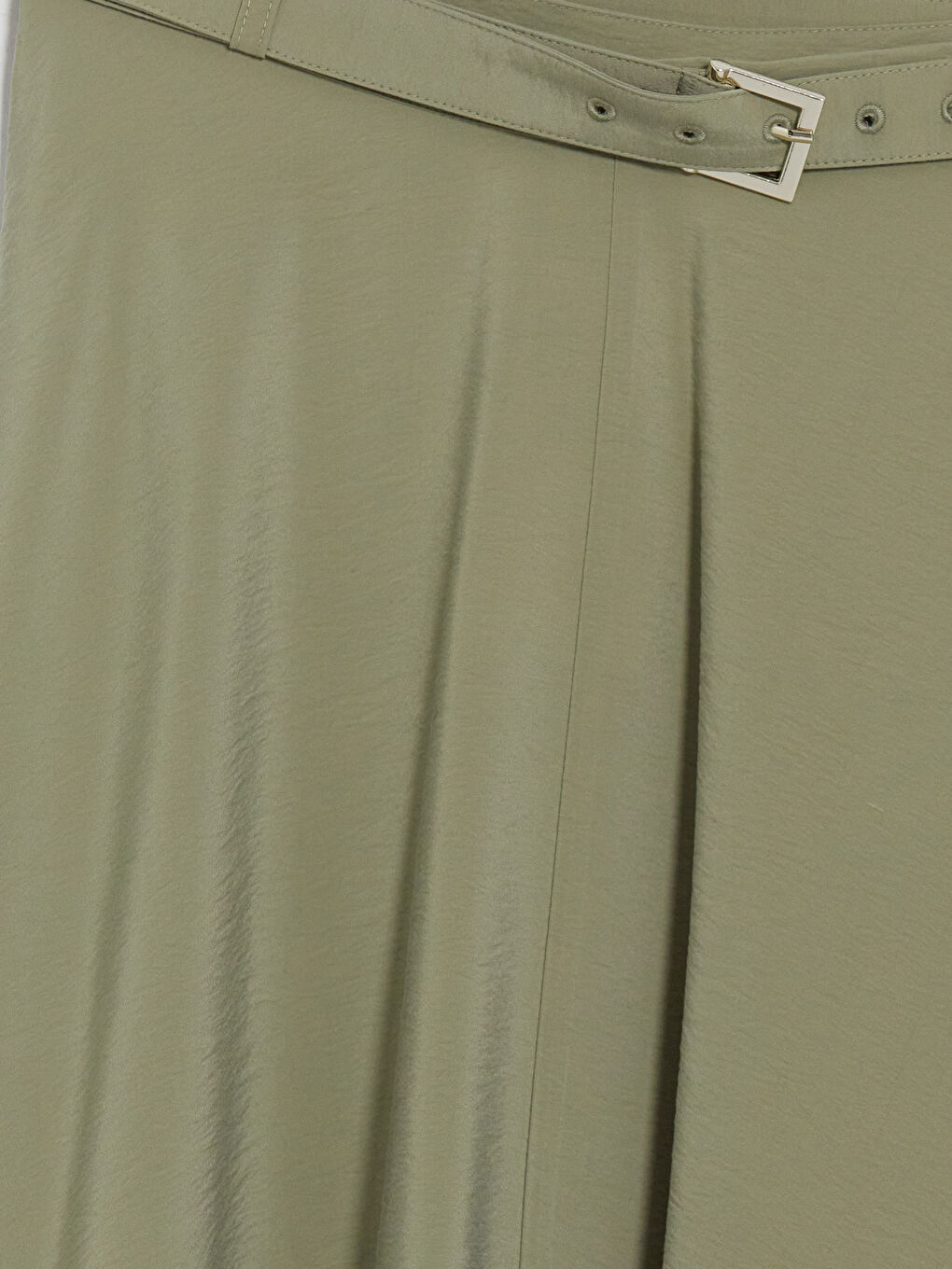 Haki Beli Kemerli Kloş Etek-2