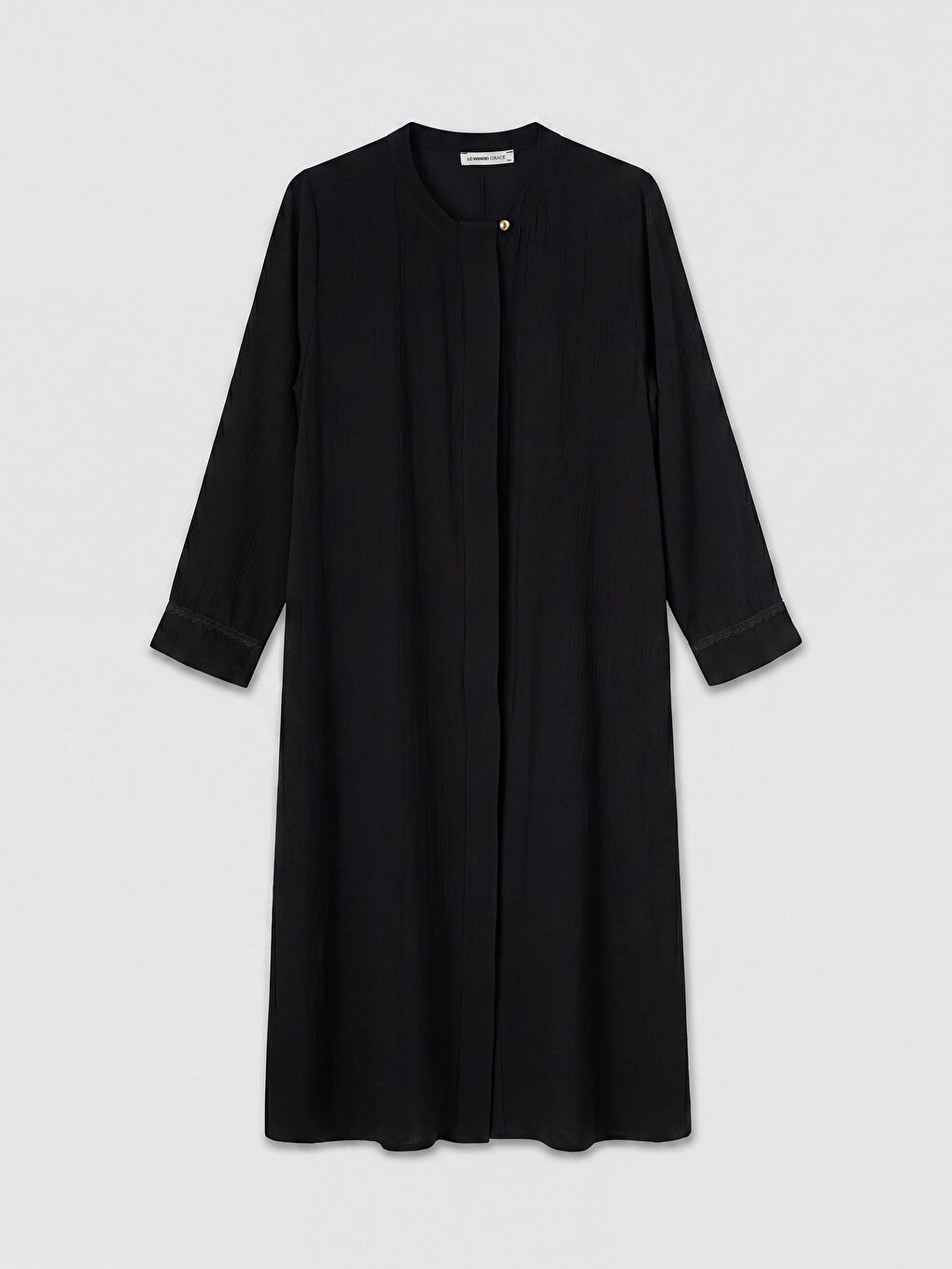 Siyah Bisiklet Yaka Kadın Ferace