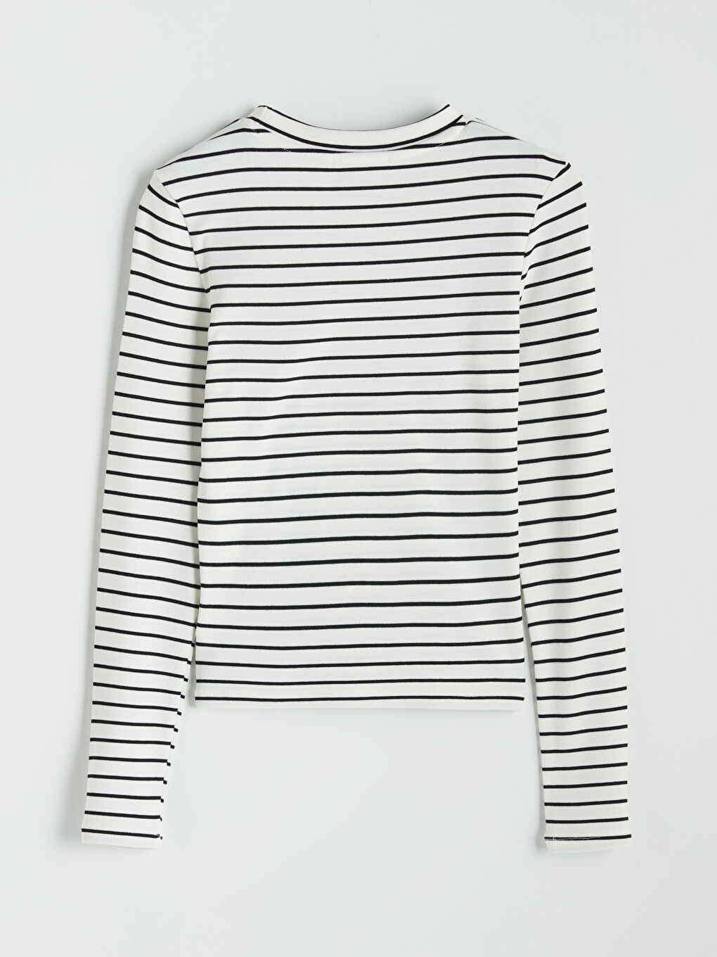 Siyah Bisiklet Yaka Çizgili Kadın Body-2