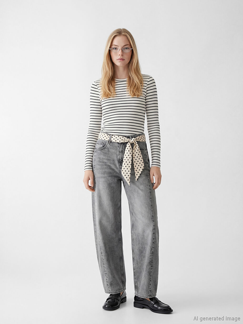 Crew Neck Striped Women's Body-1