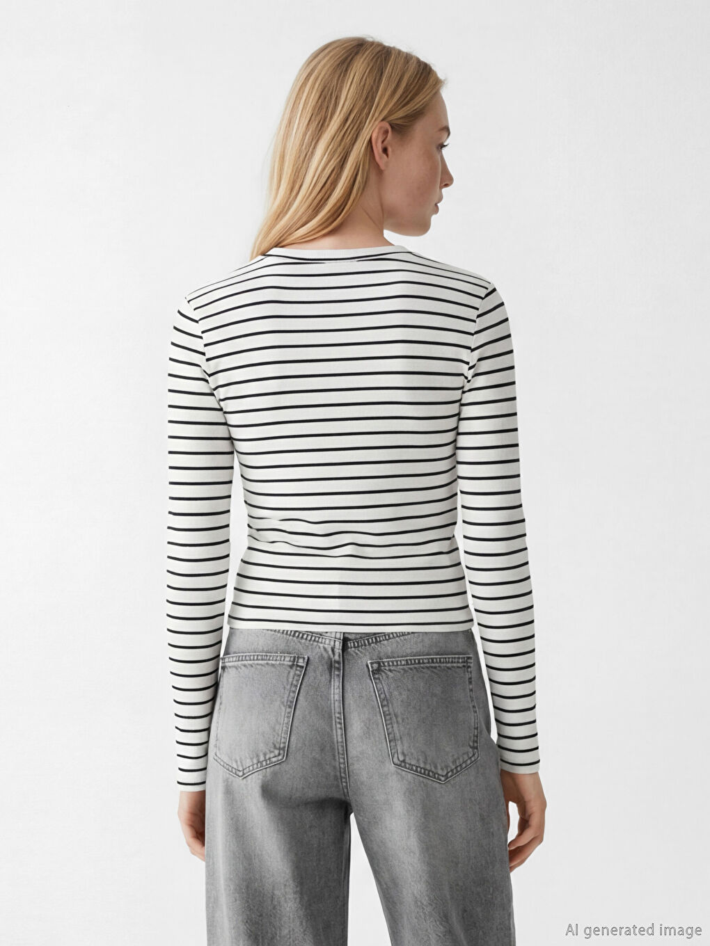 Crew Neck Striped Women's Body-3