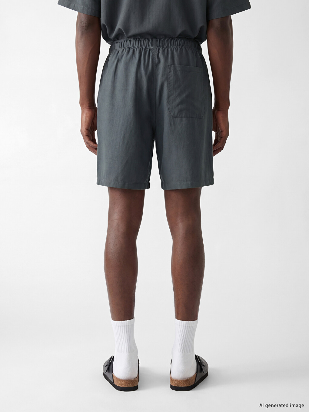 Relaxed Fit Linen-look Men's Shorts-2