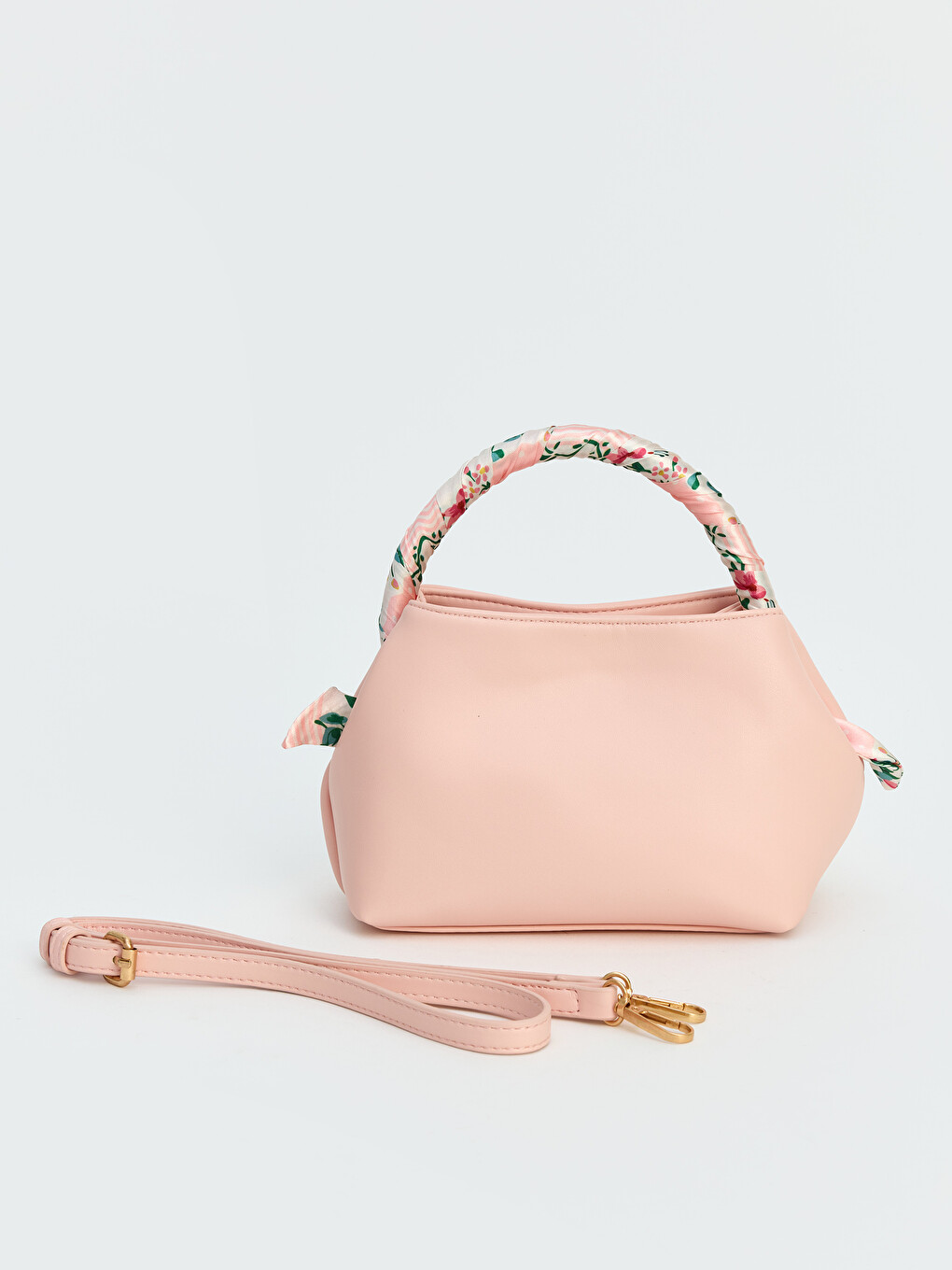 Scarf Detailed Leather Look Women's Shoulder Bag-2