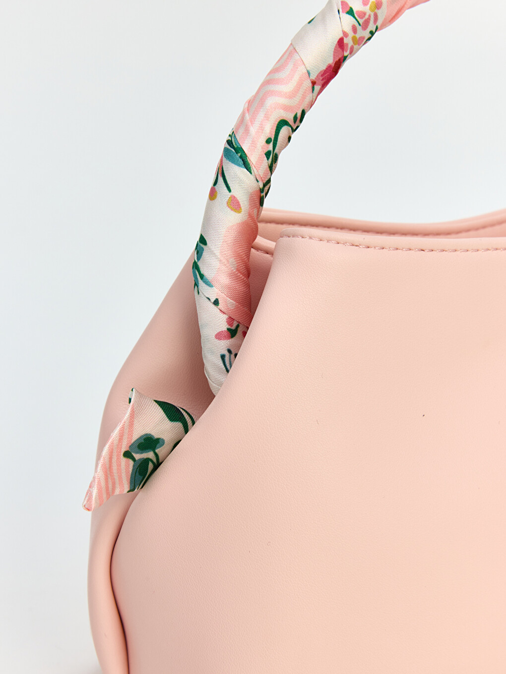 Scarf Detailed Leather Look Women's Shoulder Bag-4