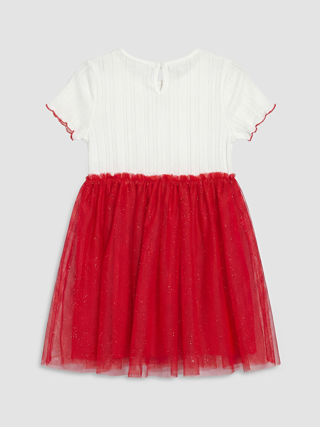 Kırmızı Bisiklet Yaka Taşlı Kız Çocuk Kaşkorse Elbise-1