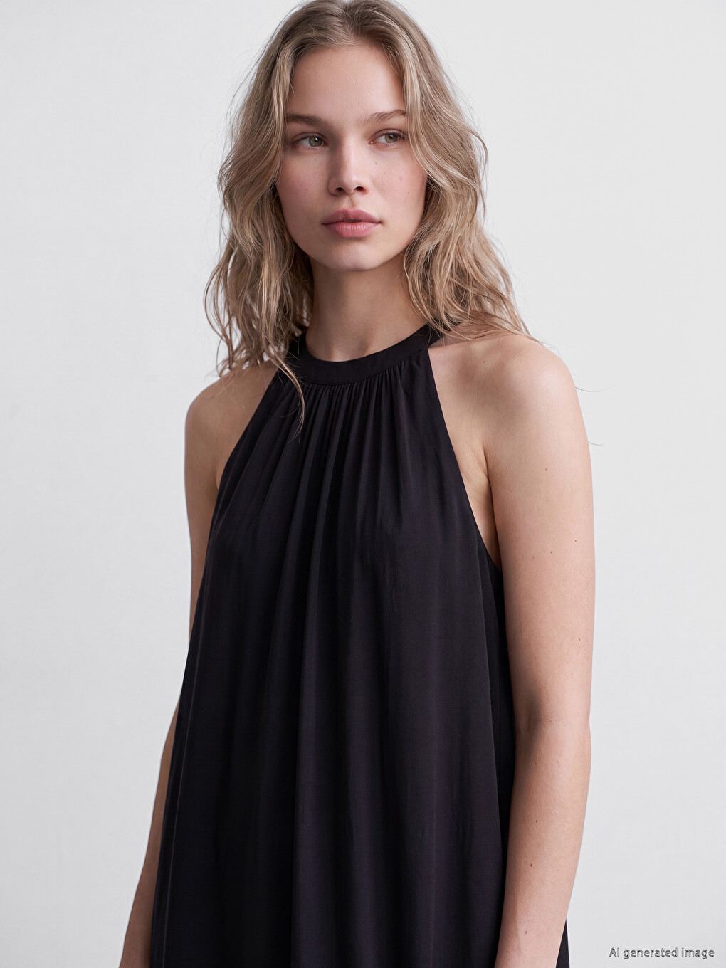 Halter Neck Ruched Dress-1