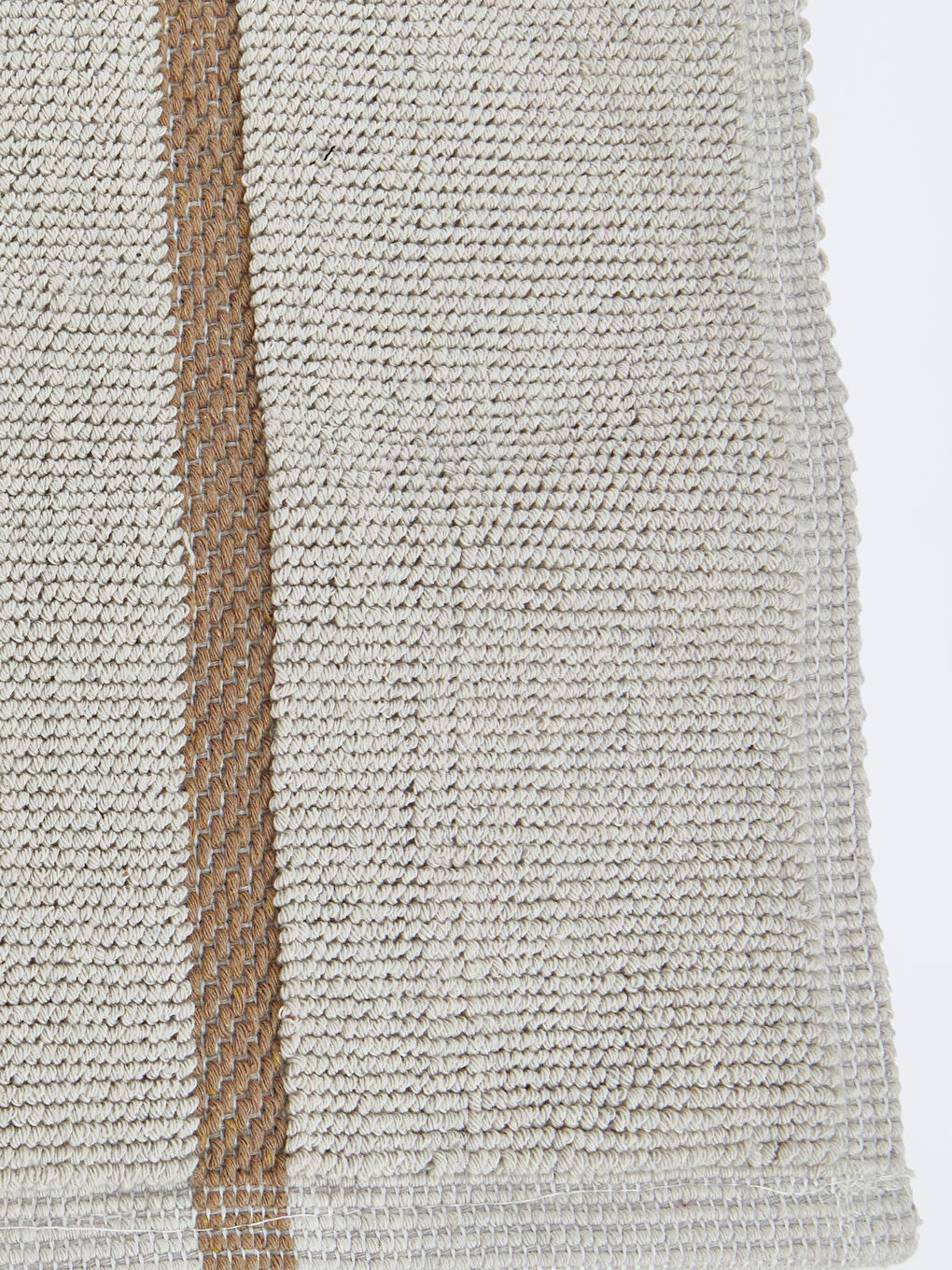 Bej Püskül Detaylı Çizgili Banyo Paspası 60x100 cm-3