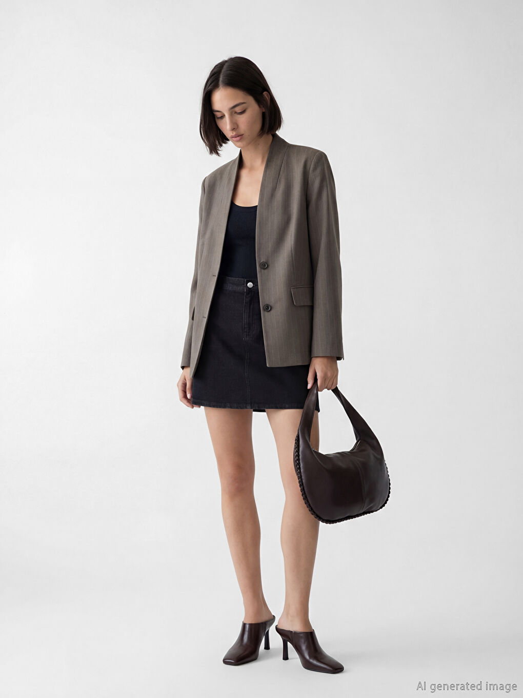 шаль жаға жолақты әйелдерге арналған блейзер пиджак-1