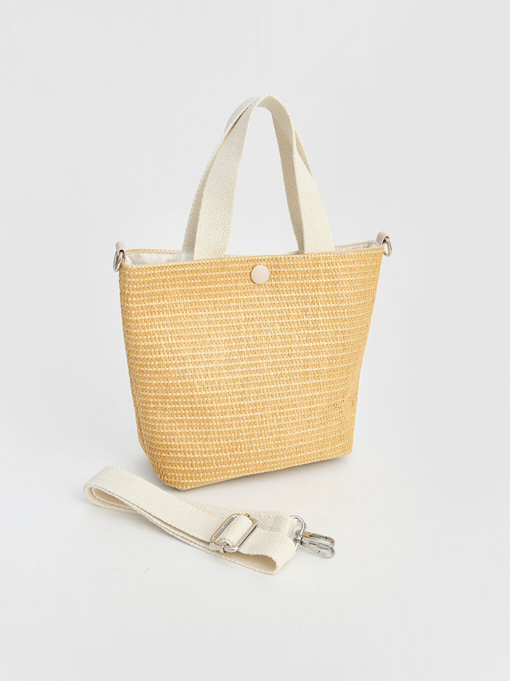 Bej Hasır Görünümlü Askılı Kız Çocuk Omuz Çantası