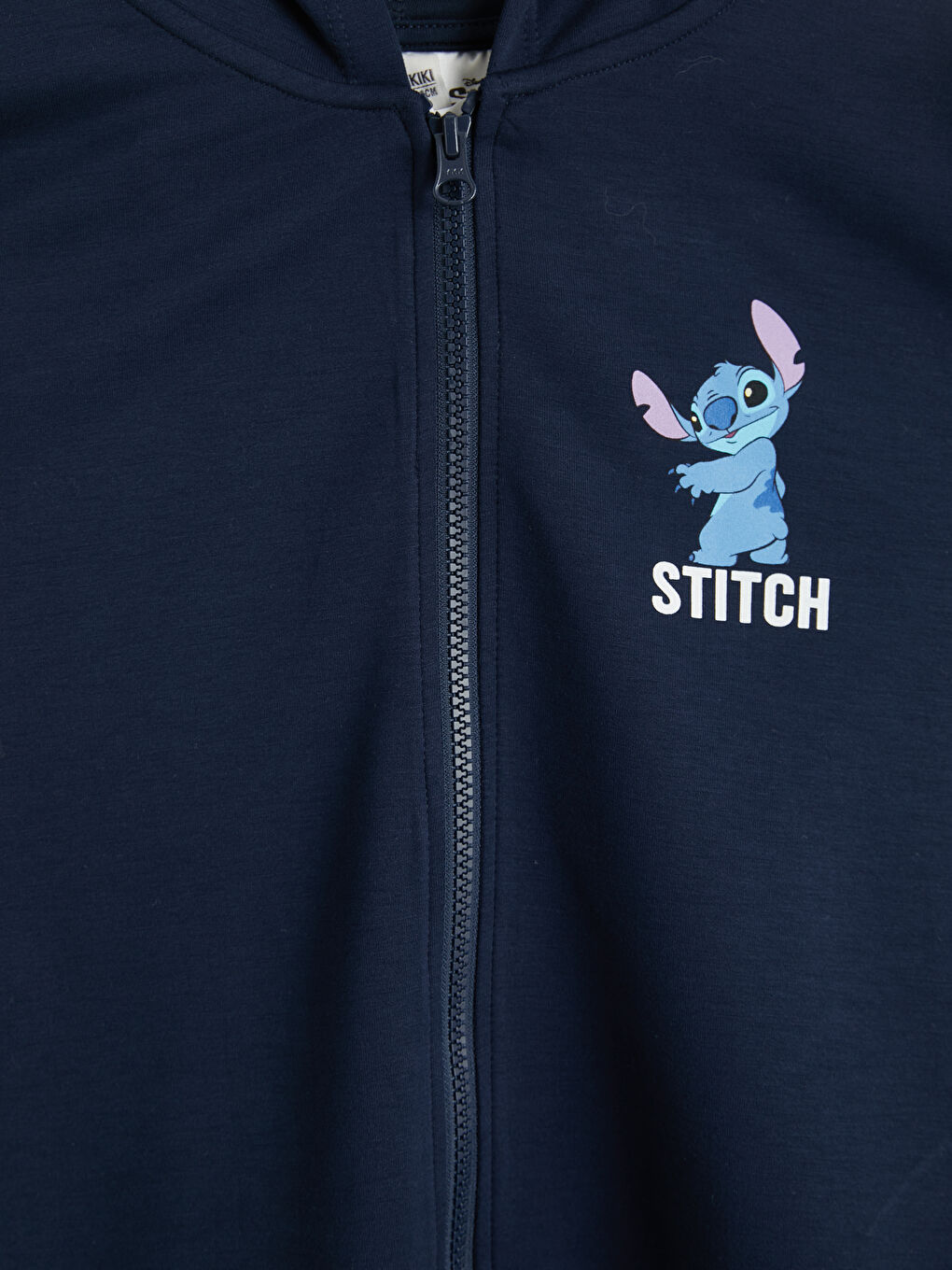Lacivert Stitch Baskılı Kız Çocuk Soft Touch Fermuarlı Sweatshirt-2