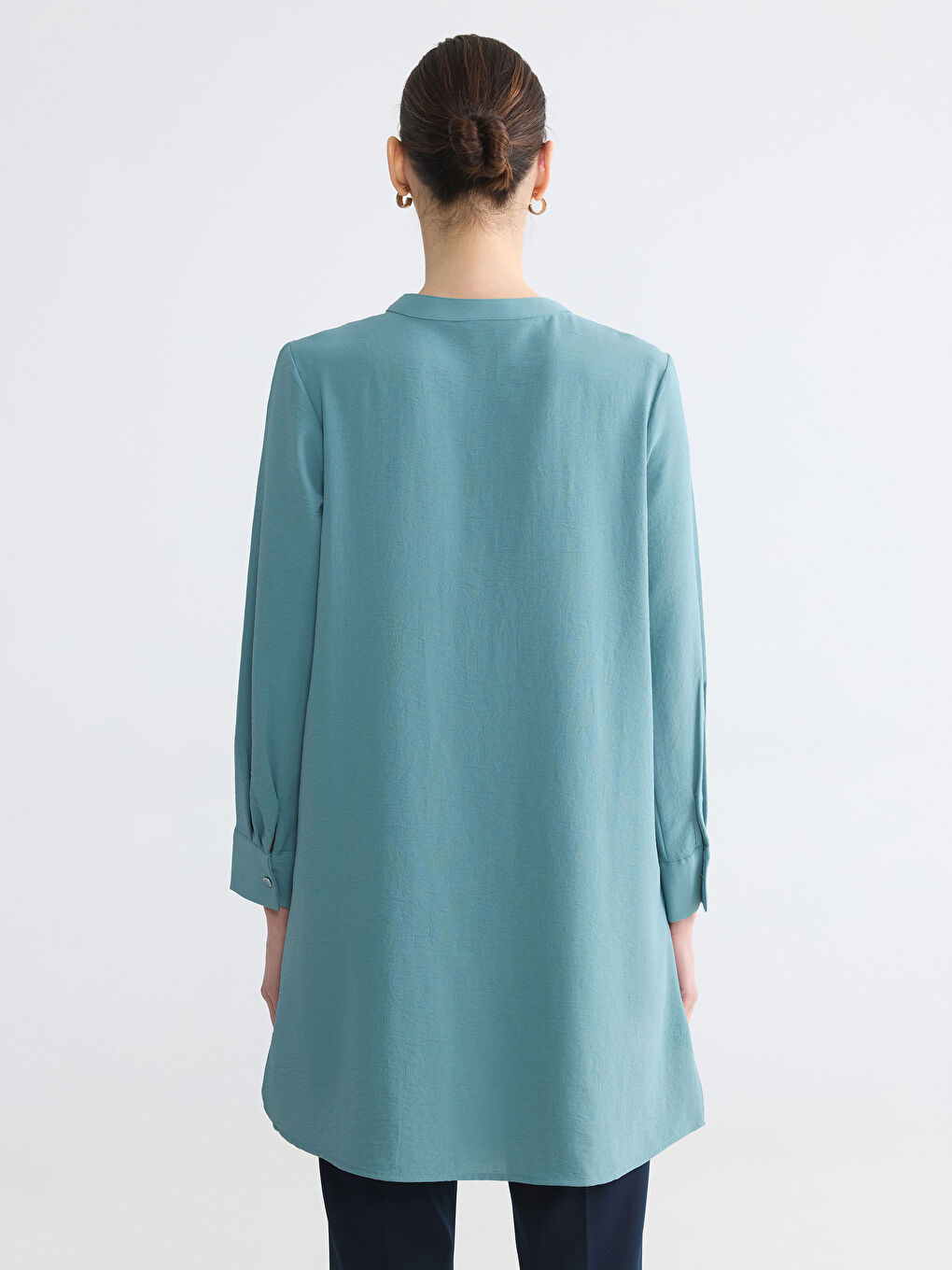Grandad Collar Women's Shirt Tunic-3