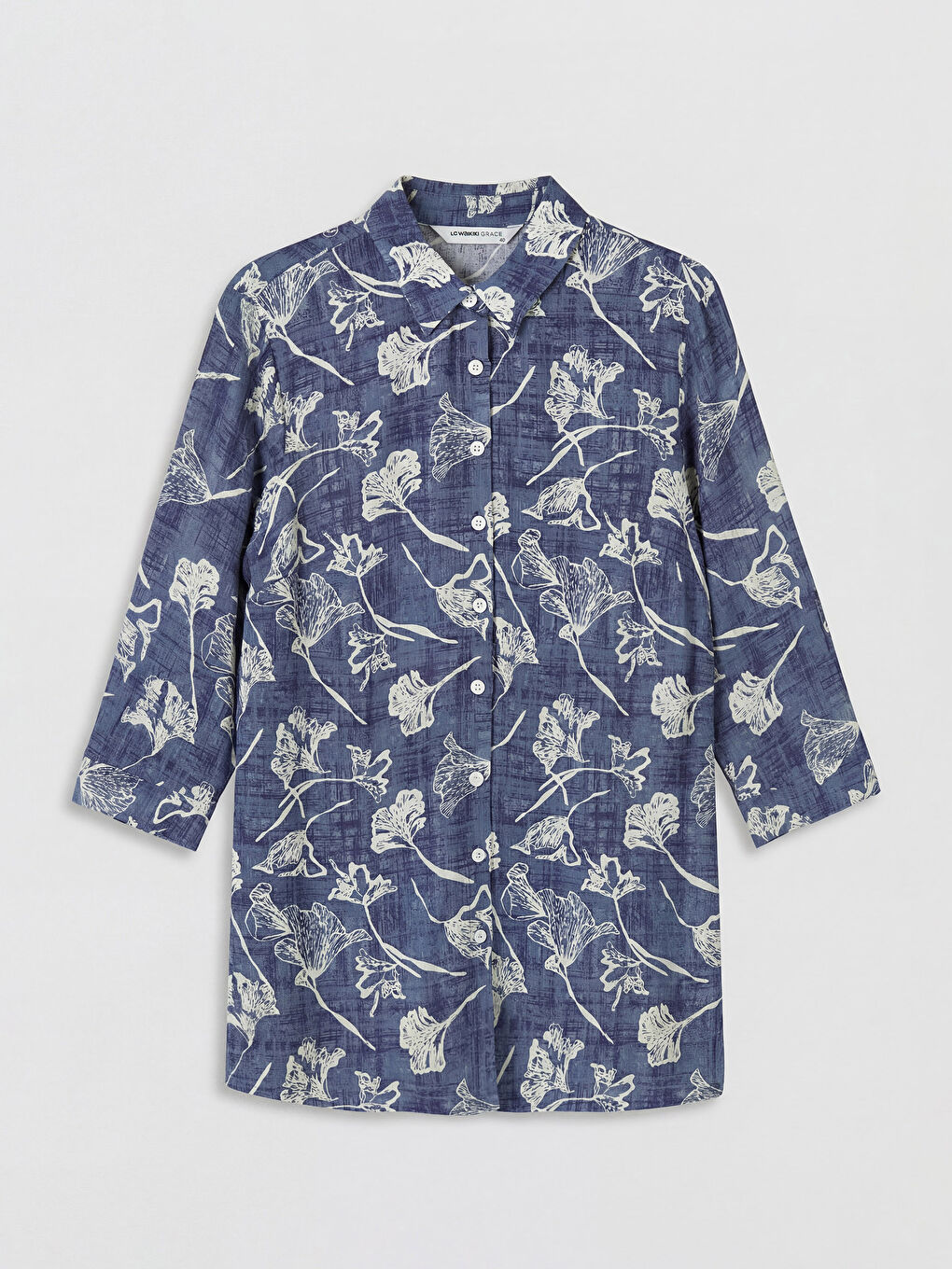 İndigo Desenli Kadın Gömlek Tunik