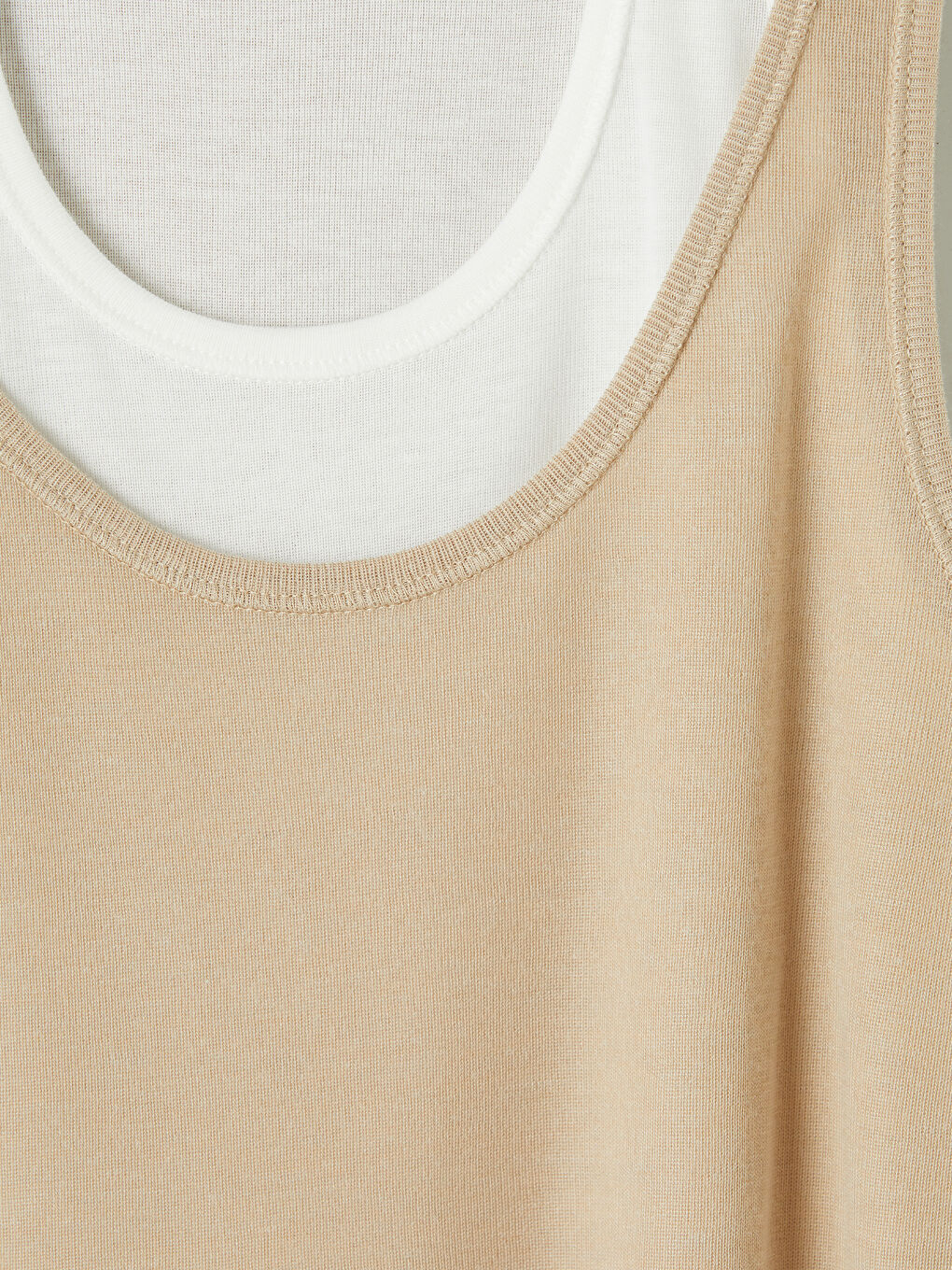 Bej U Yaka Çift Görünümlü Kadın Atlet-2