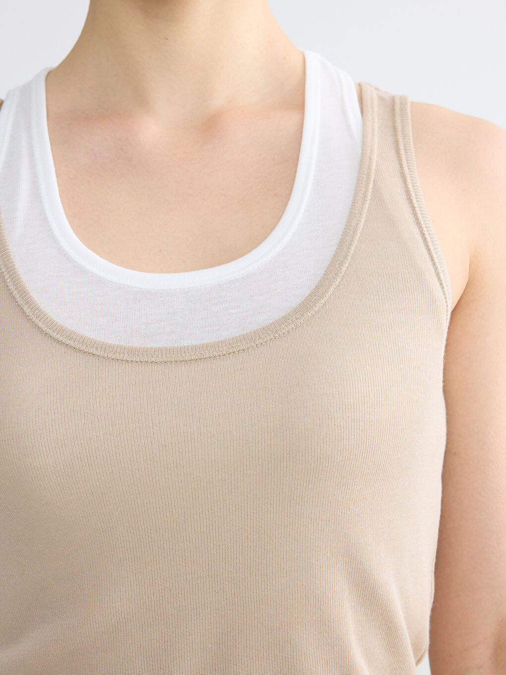 U Neck Double Look Women's Tank Top-2