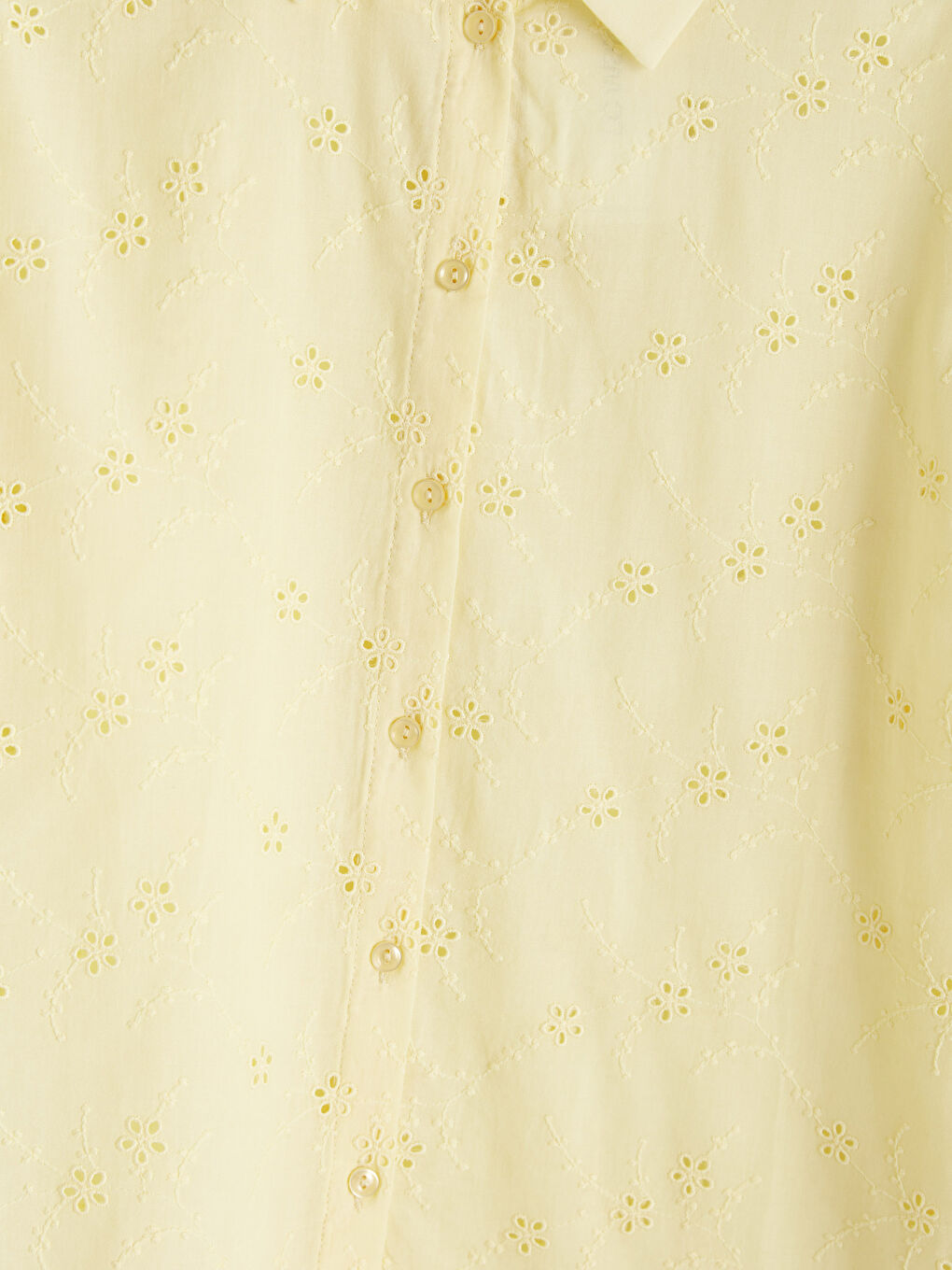 Sarı Balon Kollu Kadın Brode Gömlek-2