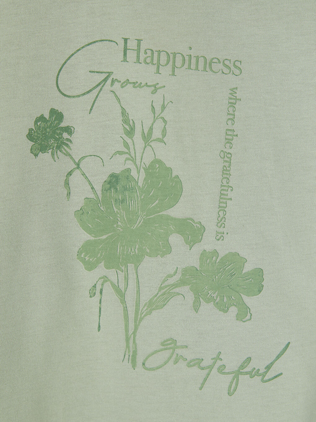 Yeşil Bisiklet Yaka Baskılı Kadın Tişört-2