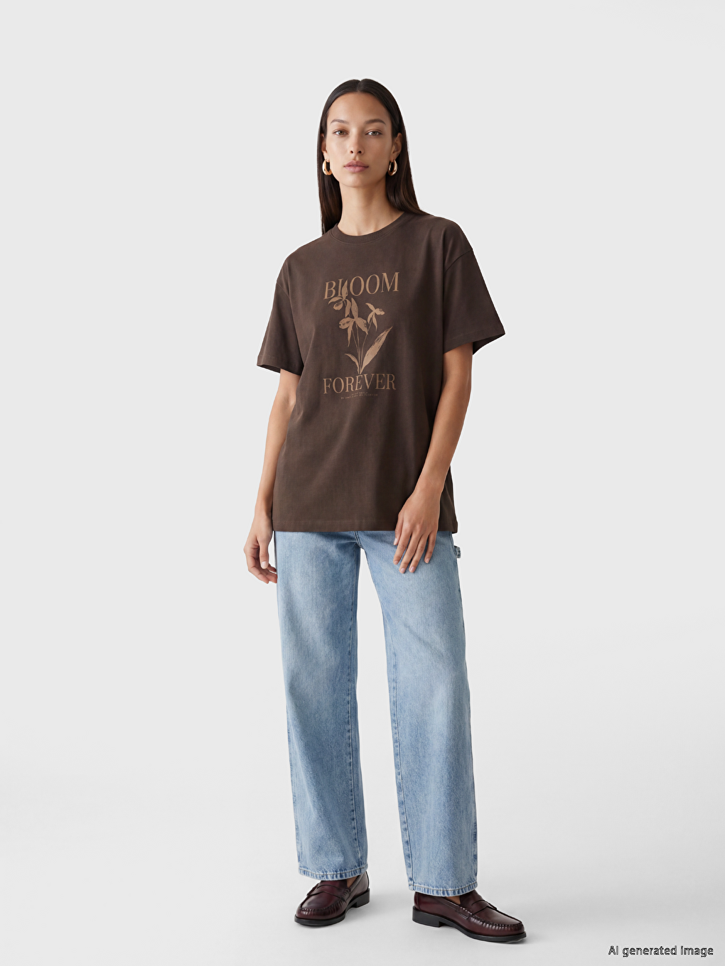 Crew Neck Printed Women's T-Shirt-1
