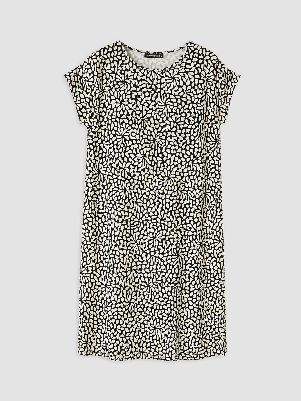 Crew Neck Patterned A-line Dress-4