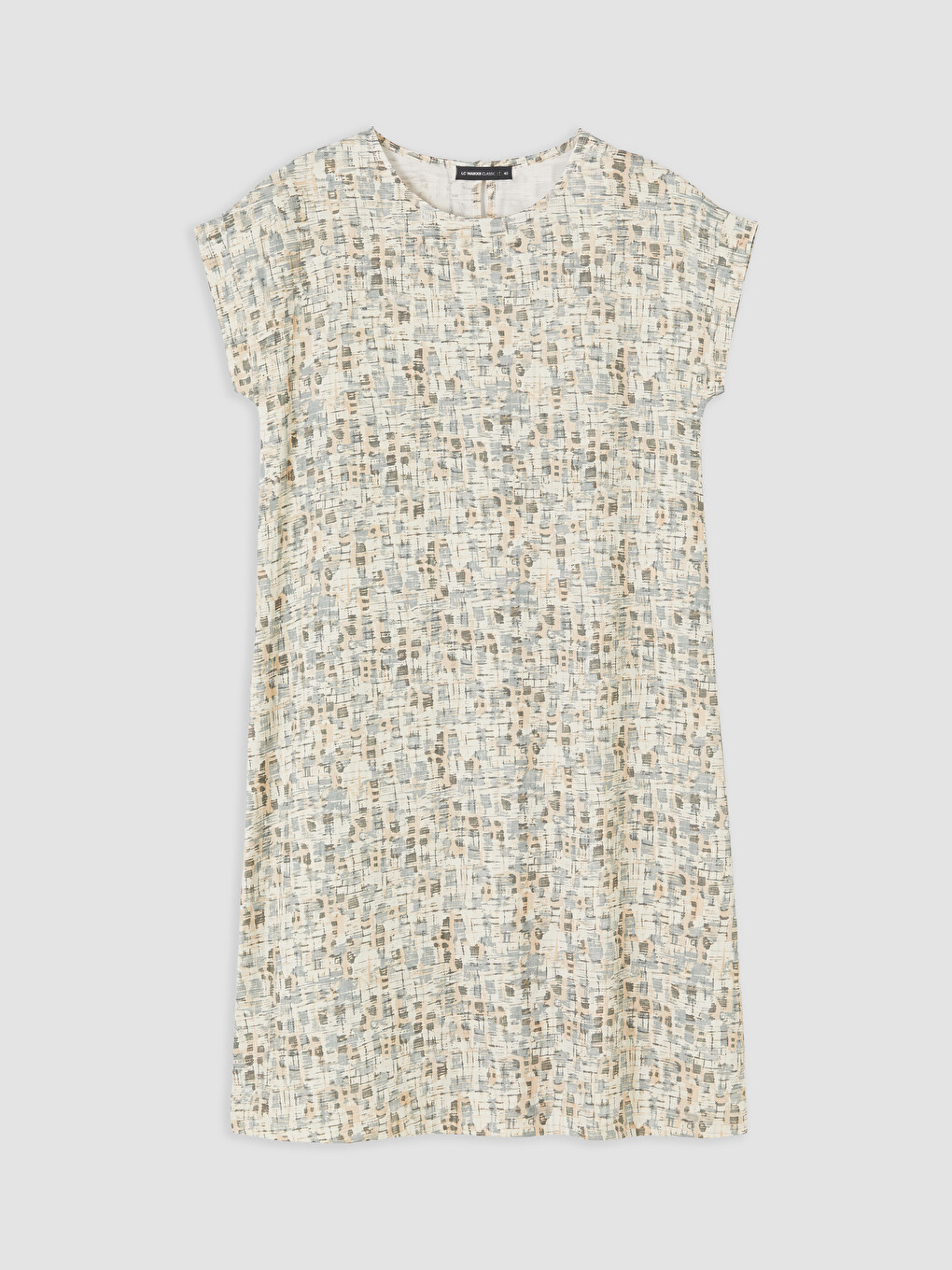 Crew Neck Patterned A-line Dress-4